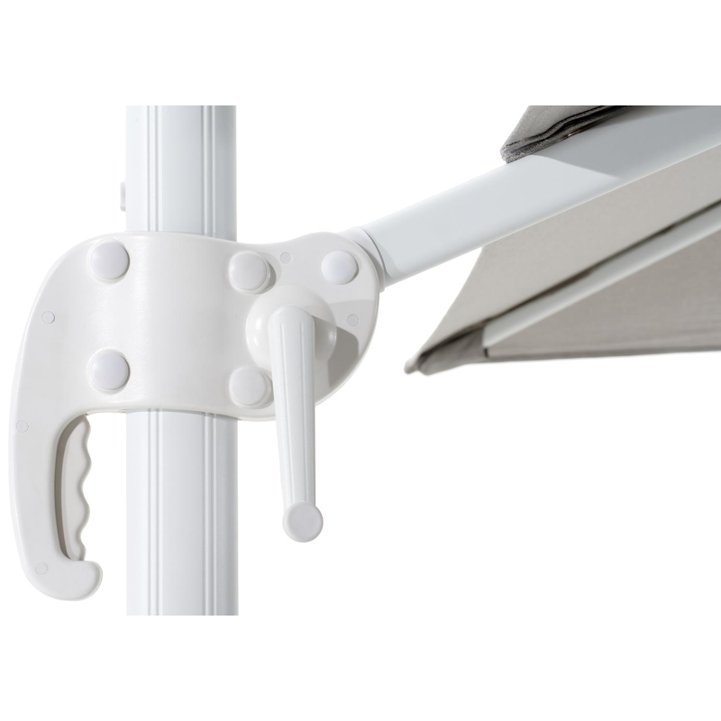 Parasol pendant Calpe en aluminium blanc avec toile de parasol en weather+ softtouch gris - Lg.1 270 x Lg.2 270 cm (sans pied de parasol)