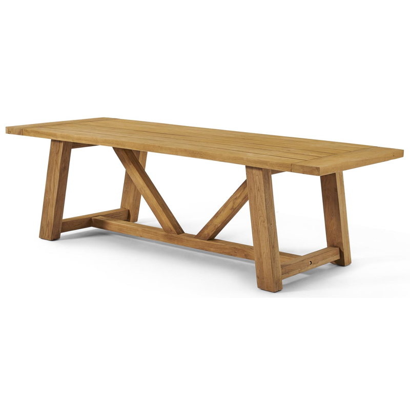 Table de jardin Beauville en teck recyclé - Lg 260 x Larg. 100 x H 76 cm