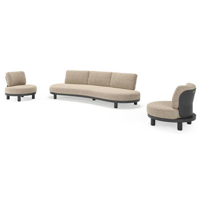 Donato loungeset in zwart aluminium met all weather cosytica Bora Jungle kussen