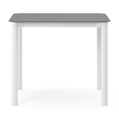 Table de jardin Orso rectangulaire arrondi en aluminium blanc et céramique pleine Basalt Black - Lg. 90 x Lrg. 90 x Haut. 74.5 cm
