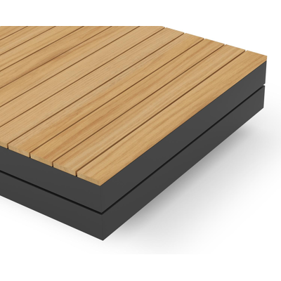 Bodino loungetafel in zwart aluminium en teak - L 83 x B 83 x H 25 cm