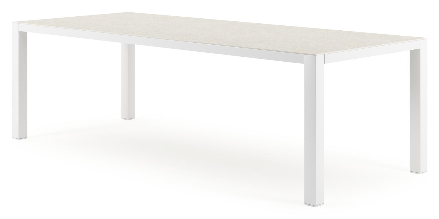 Como tuintafel in wit aluminium en volkeramiek shilin - L 240 x B 100 x H 75 cm