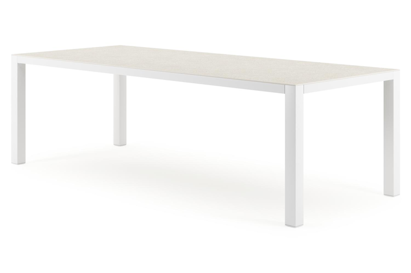 Como tuintafel in wit aluminium en volkeramiek shilin - L 240 x B 100 x H 75 cm