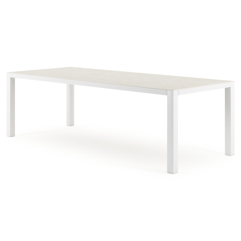 Como tuintafel in wit aluminium en volkeramiek shilin - L 240 x B 100 x H 75 cm