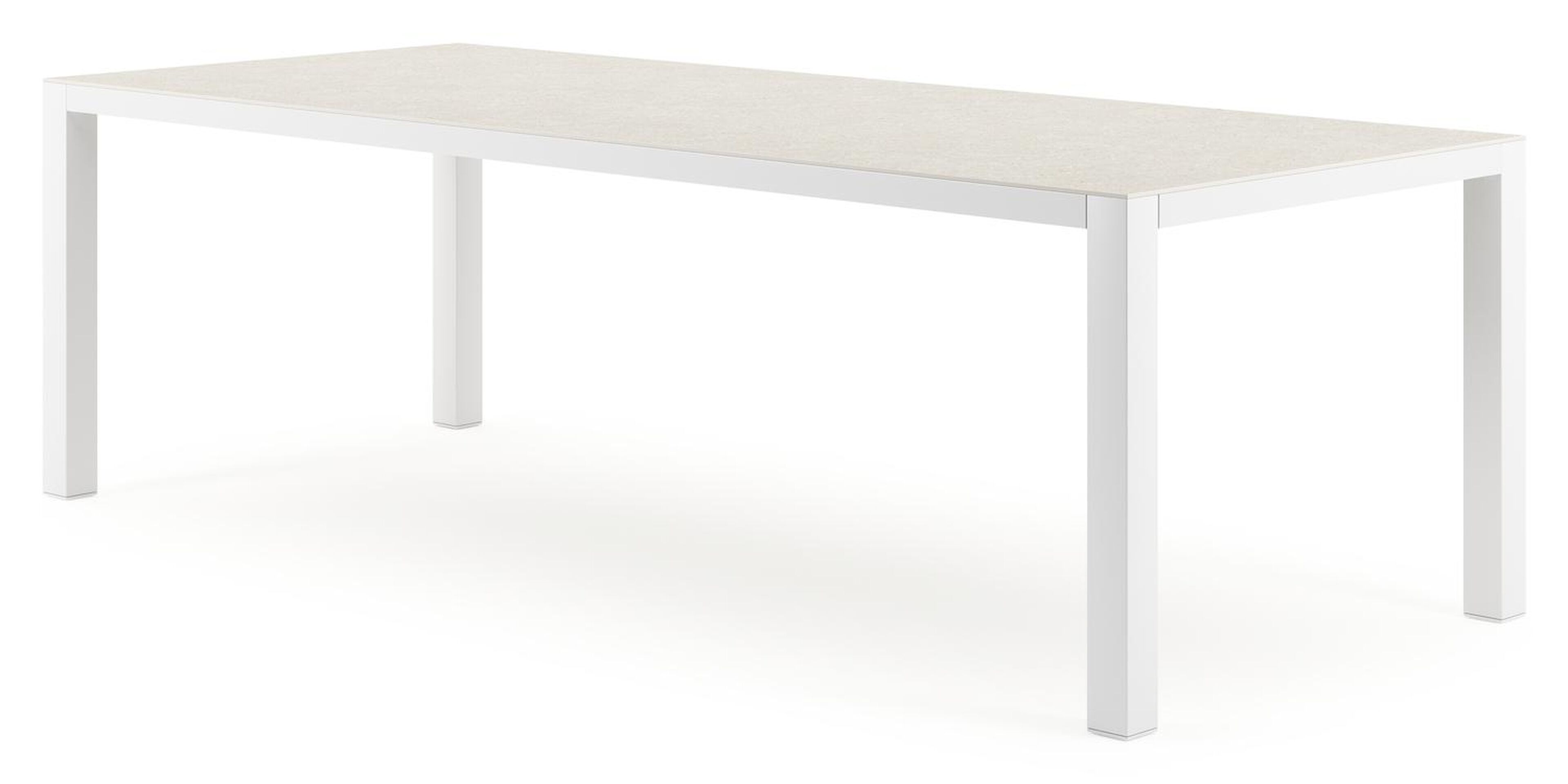 Como tuintafel in wit aluminium en volkeramiek shilin - L 240 x B 100 x H 75 cm