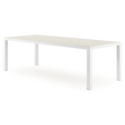 Como tuintafel in wit aluminium en volkeramiek shilin - L 240 x B 100 x H 75 cm