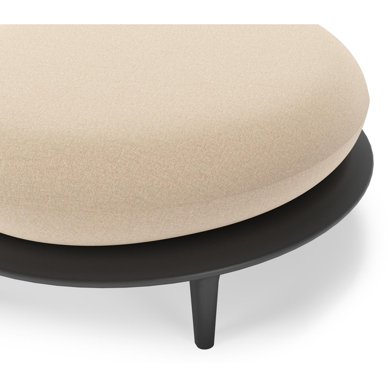 Bomero poef in zwart aluminium met natte heather beige all weather sunbrella® luxe kussen