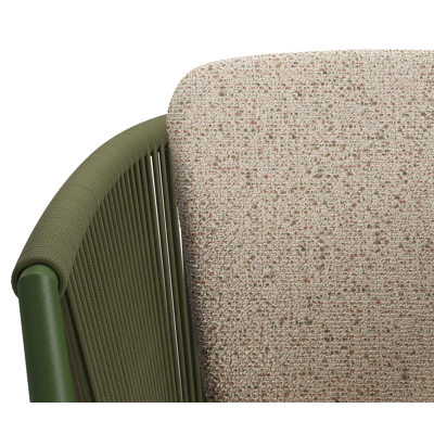 Orso tuinstoel in groen aluminium en groen verticaal geweven ronde rope met zitkussen in All Weather Cosytica Bora Jungle