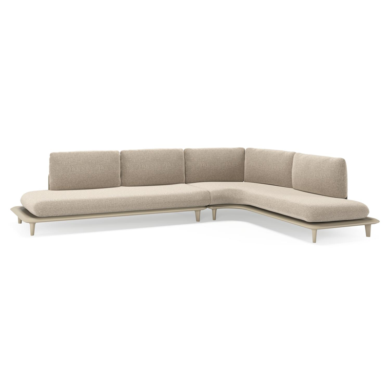 Bomero loungehoek in beige aluminium met chartres pewter all weather sunbrella® luxe kussen