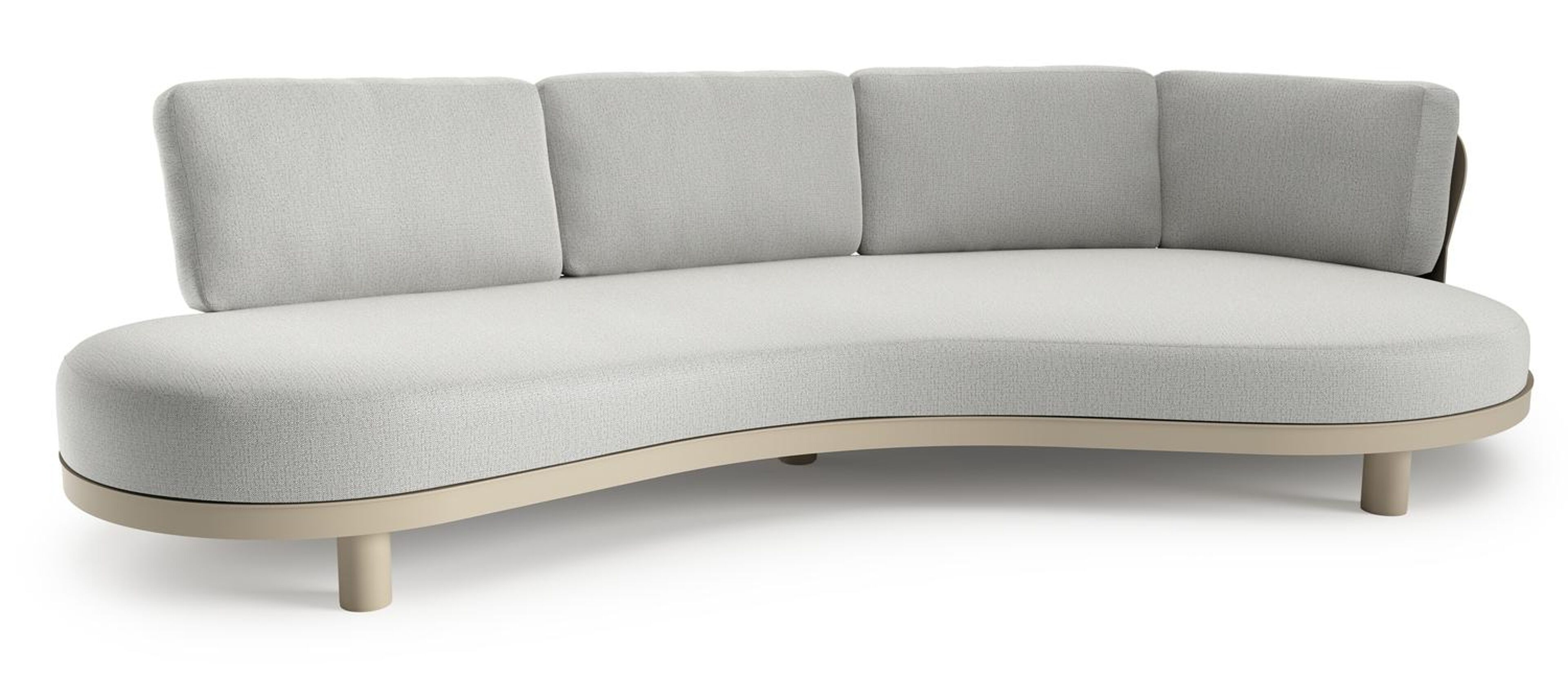 Canapé de jardin Donato en aluminium beige et coussins en all weather sunbrella® luxe savane nimbus