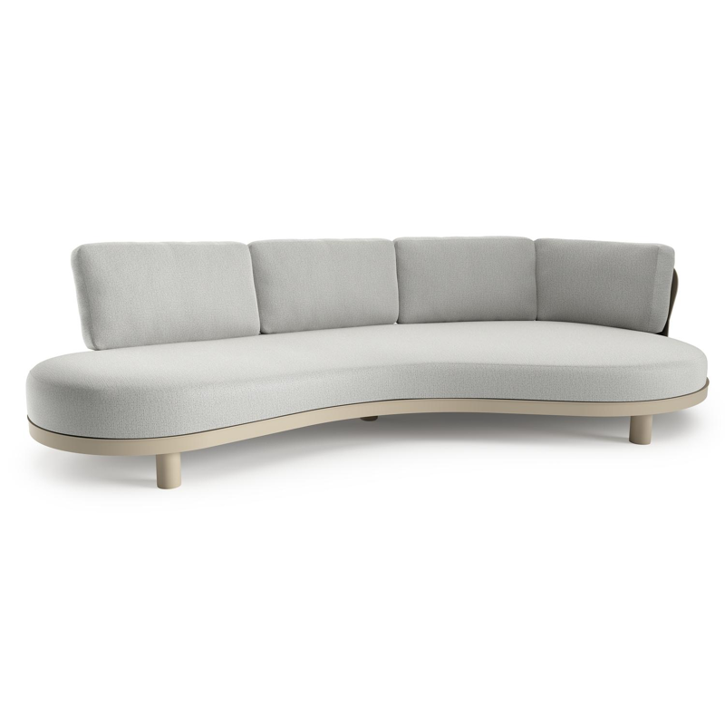 Canapé de jardin Donato en aluminium beige et coussins en all weather sunbrella® luxe savane nimbus