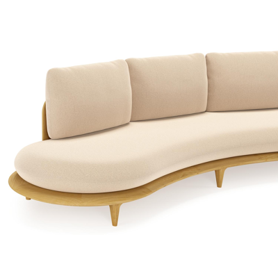 Bomero loungeset in teak met natte heather beige all weather sunbrella® luxe kussen