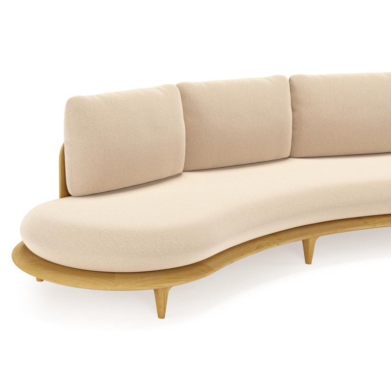 Bomero loungeset in teak met natte heather beige all weather sunbrella® luxe kussen