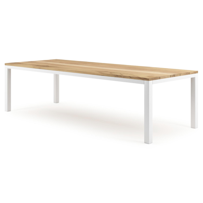 Como tuintafel in wit aluminium en teak - L 280 x B 110 x H 75 cm