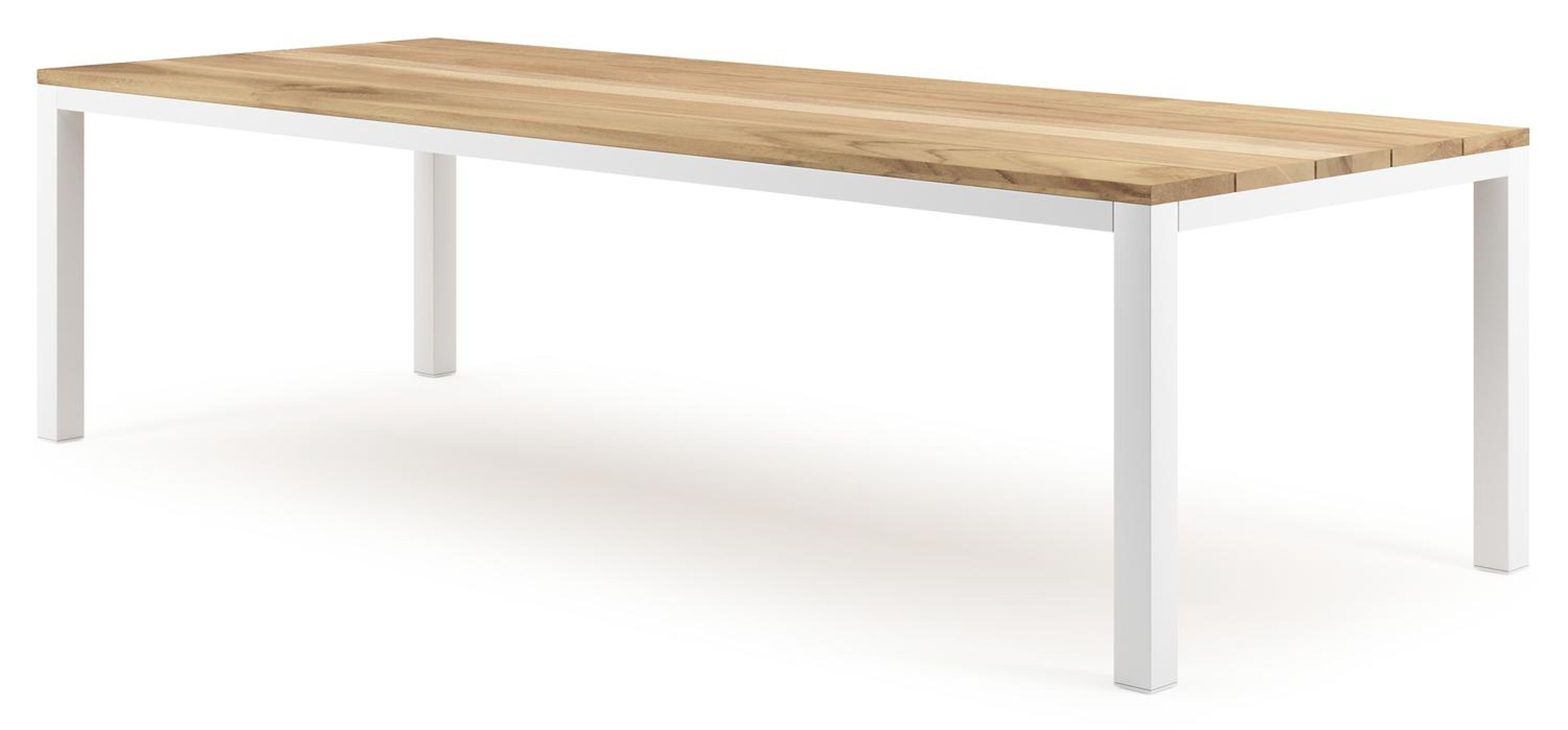 Como tuintafel in wit aluminium en teak - L 280 x B 110 x H 75 cm
