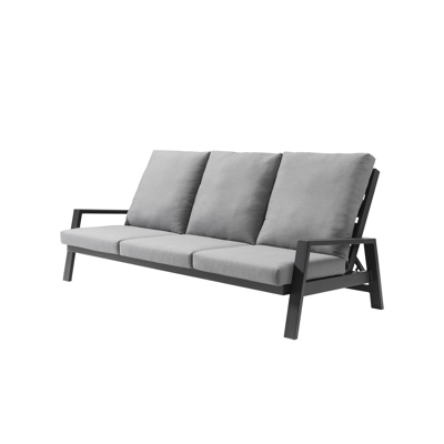 Veneto loungeset met verstelbare rugleuning in zwart aluminium met grijs weather+ softtouch kussens