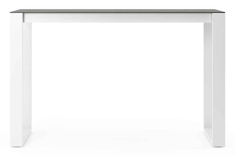 Table de bar Verato en aluminium blanc et céramique pleine Calatorao - Lg. 170 x Lrg. 70 x Haut. 105 cm