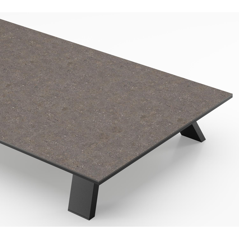 Cesano loungetafel in zwart aluminium en wulong volkeramiek - L 140 x B 80 x H 24 cm