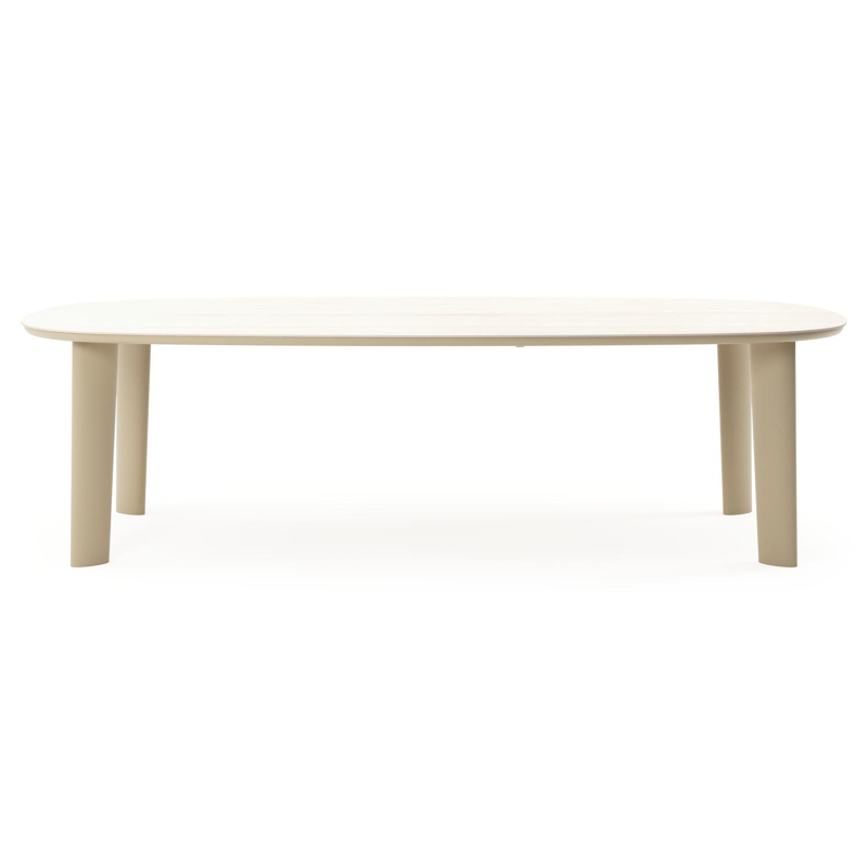 Table de jardin Amico bombo xl en aluminium beige et céramique pleine Travertino Bianco - Lg. 270 x Lrg. 148 x Haut. 73.5 cm