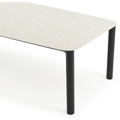 Orso tuintafel bootvorm in zwart aluminium en volkeramiek shilin - L 315 x B 115 x H 75 cm