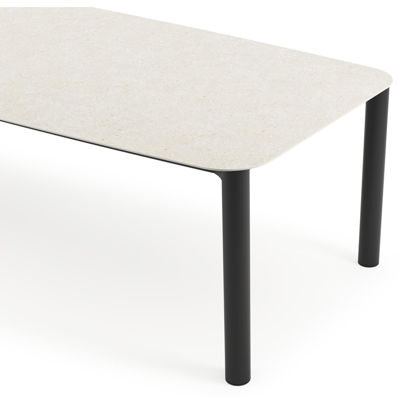 Orso tuintafel bootvorm in zwart aluminium en volkeramiek shilin - L 315 x B 115 x H 75 cm