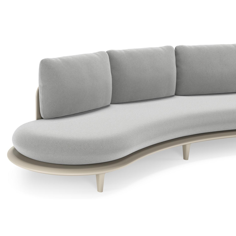 Bomero loungebank in beige aluminium met savane grey all weather sunbrella® luxe kussen