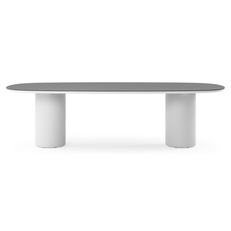Amico tuintafel bombo in wit aluminium en volkeramiek Basalt Black - L 270 x B 125 x H 73.5 cm