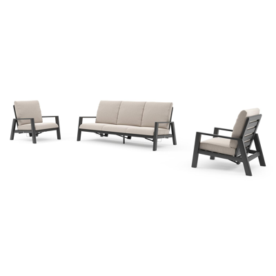 Cirello loungeset in zwart aluminium met slow farafra all weather sunbrella® luxe kussen