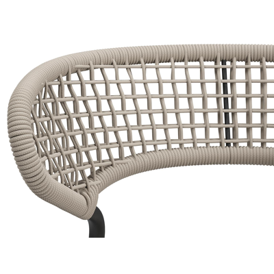 Donato XL tuinstoel in zwart aluminium en beige vierkant geweven ronde rope