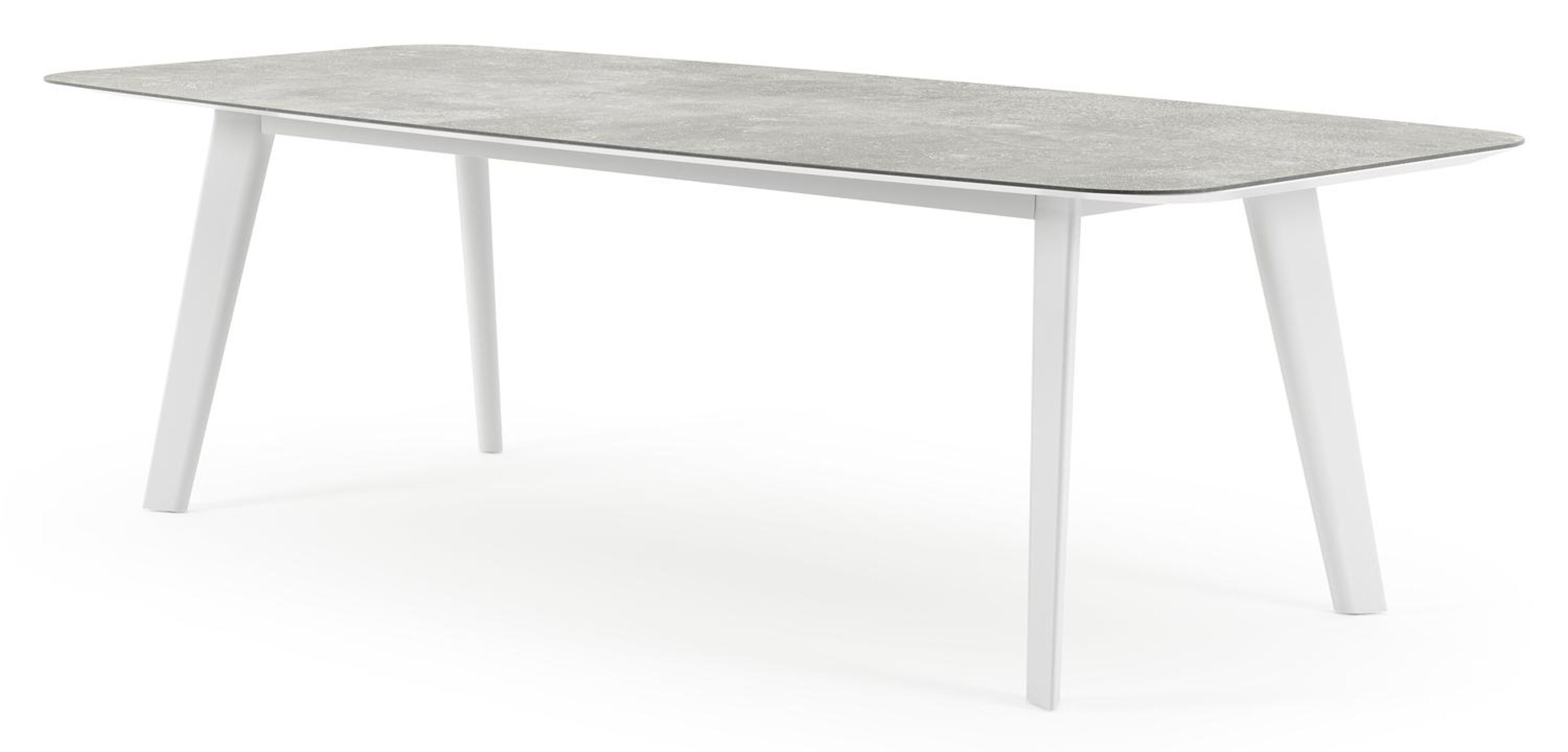 Lacrima tuintafel bootvorm in wit aluminium en volkeramiek new york - L 255 x B 115 x H 75 cm