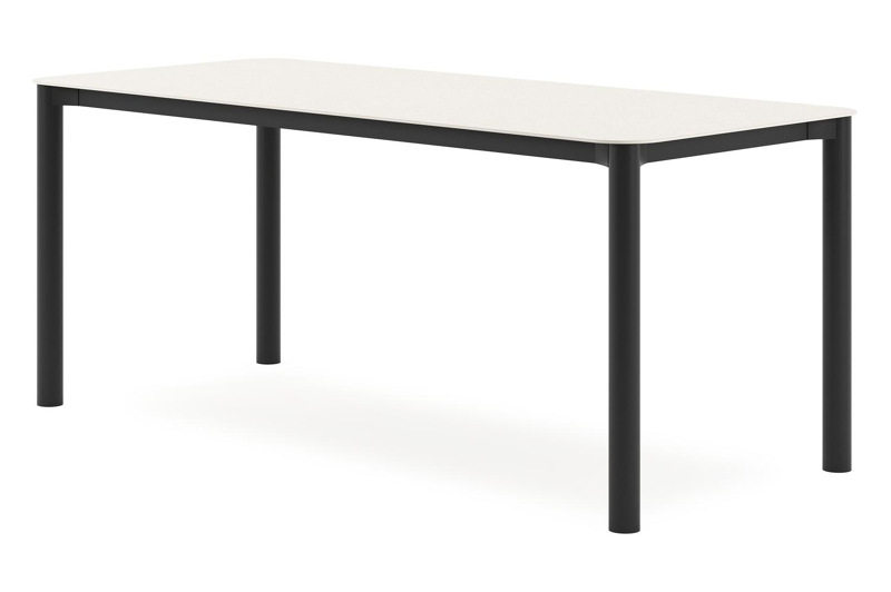 Orso tuintafel rechthoekig afgerond in zwart aluminium en volkeramiek beige - L 180 x B 80 x H 75 cm