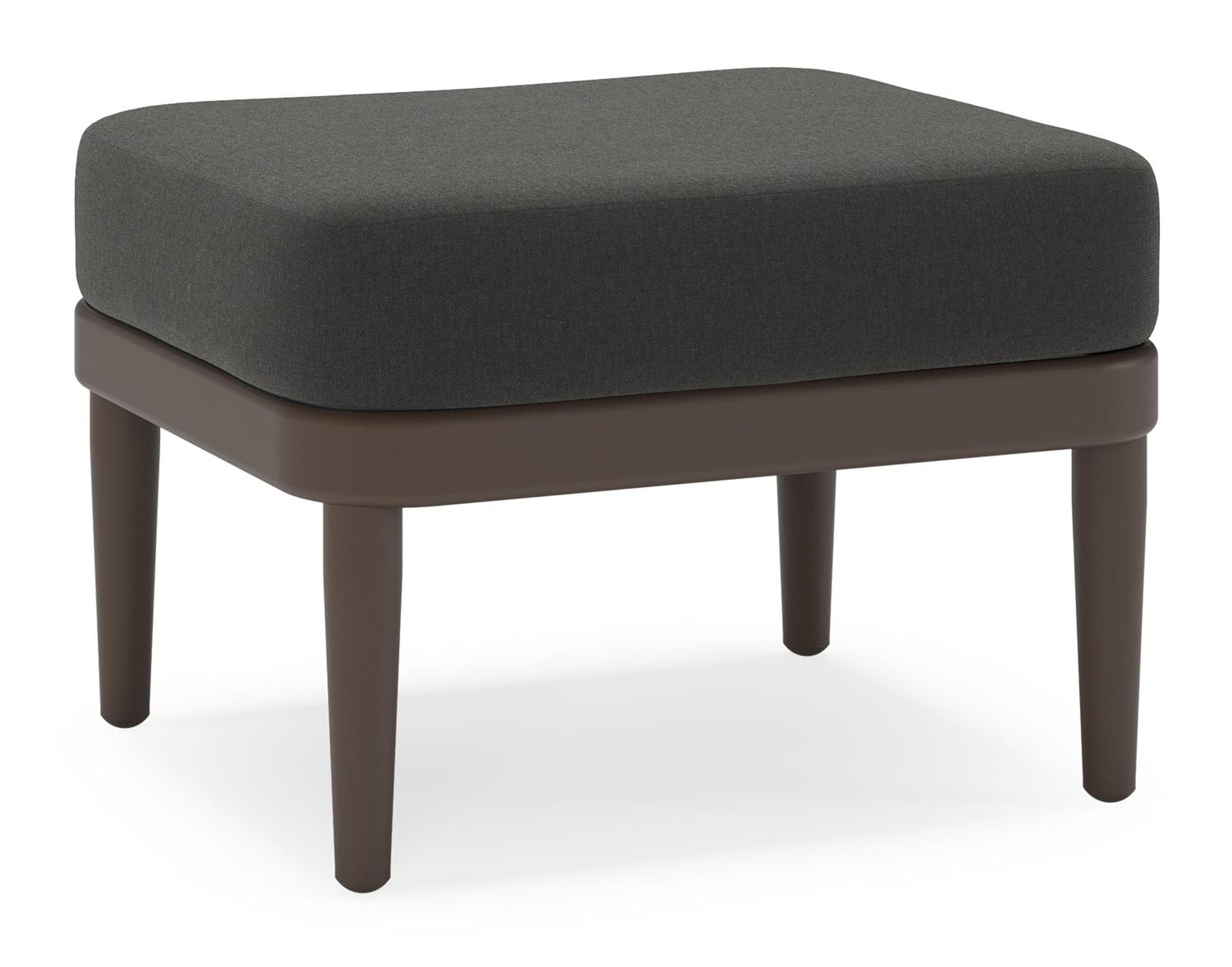 Orso poef in donkerbruin aluminium met Natte Sooty all weather sunbrella® luxe kussen