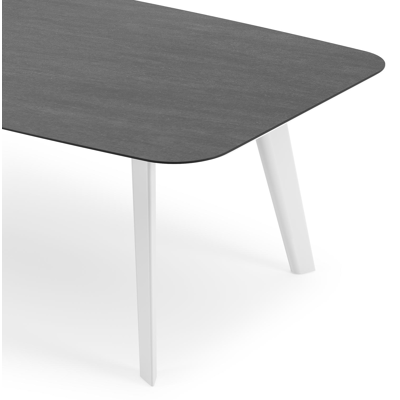 Lacrima tuintafel bootvorm in wit aluminium en volkeramiek Basalt Black - L 255 x B 115 x H 73 cm