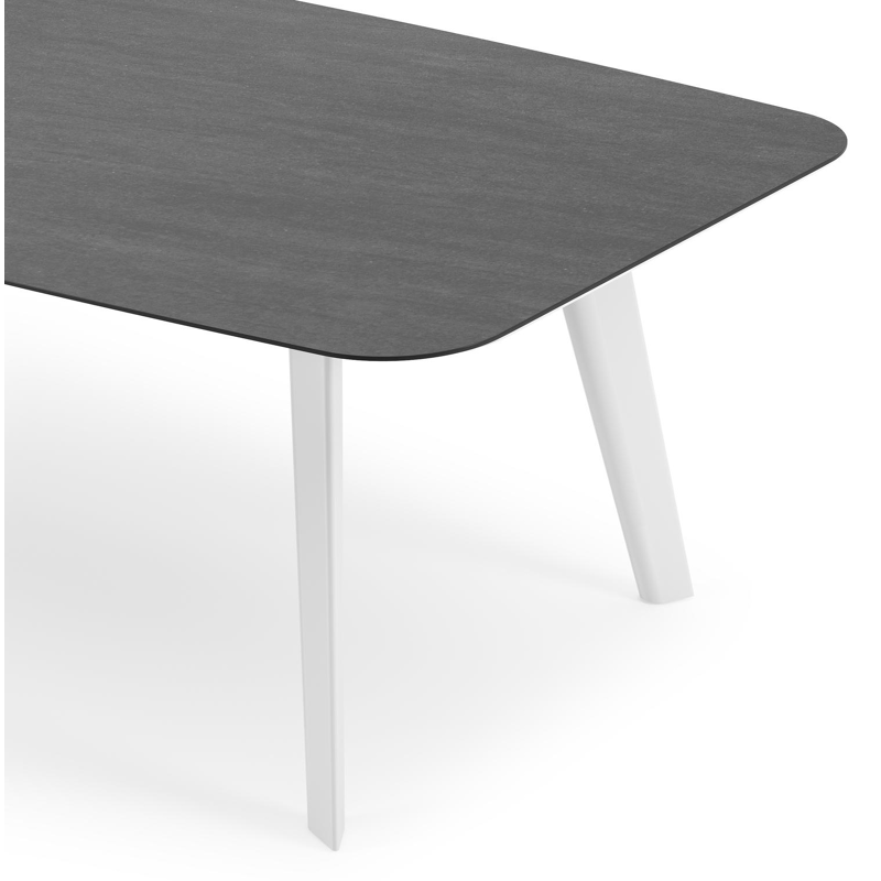 Lacrima tuintafel bootvorm in wit aluminium en volkeramiek Basalt Black - L 255 x B 115 x H 73 cm