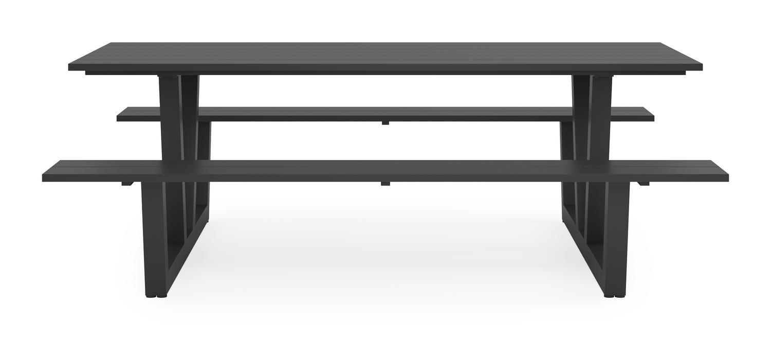 Felino picknicktafel in zwart aluminium - L 220 x B 176 x H 76 cm