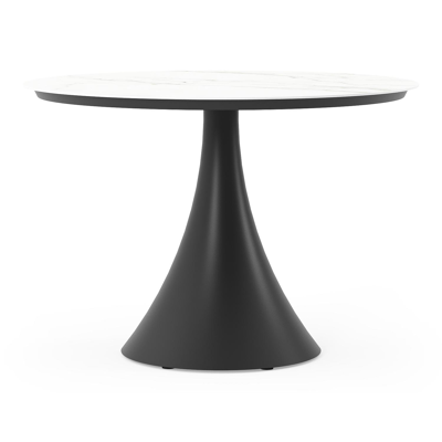 Fano tuintafel rond in zwart aluminium en volkeramiek Calacatta - Dia. 110 x H 75 cm