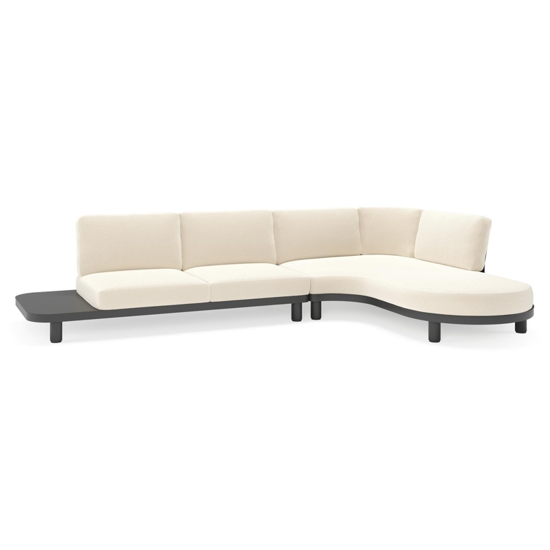 Donato loungehoek in zwart aluminium met all weather cosytica Althea Off White kussen