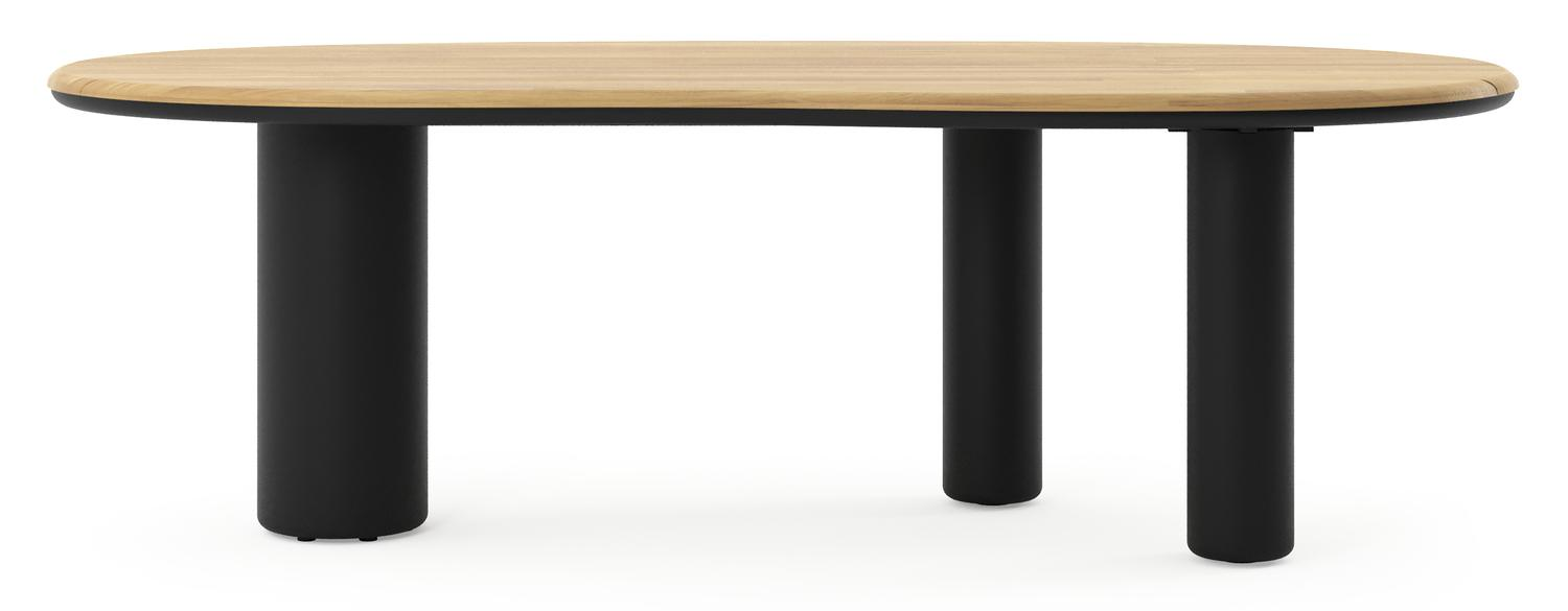 Amico tuintafel organisch in zwart aluminium en teak - L 240 x B 110 x H 73.5 cm