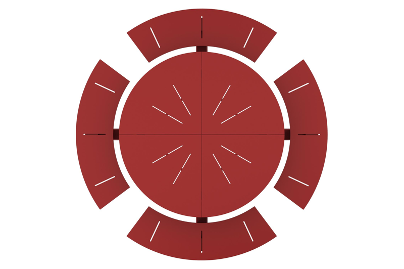 Rondino picknicktafel rond in ruby aluminium - Dia. 236 x H 71.5 cm
