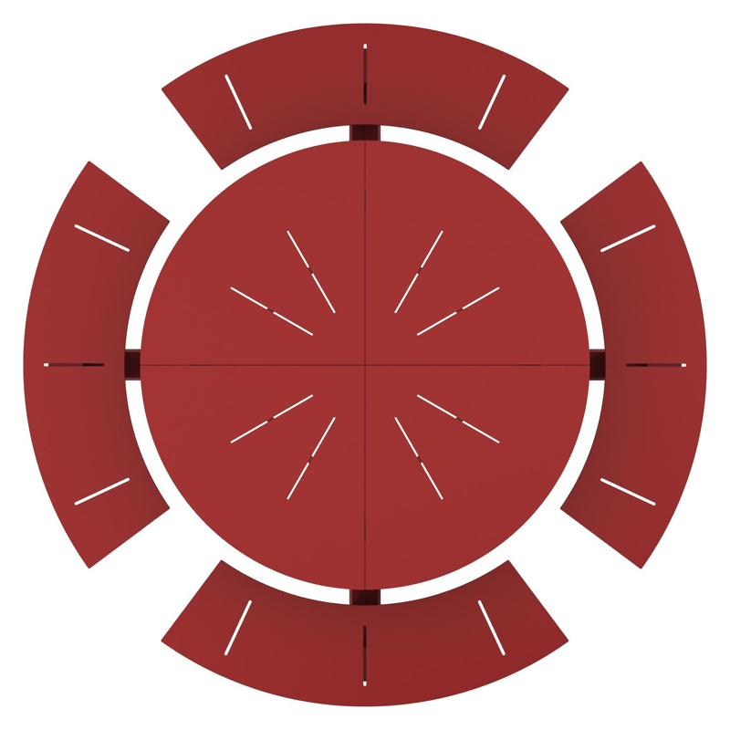 Table de pique-nique Rondino ronde en aluminium ruby - Diam. 236 x Haut. 71,5 cm