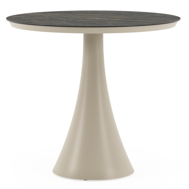 Fano tuintafel rond in beige aluminium en volkeramiek Black Obsession - Dia. 85 x H 75 cm