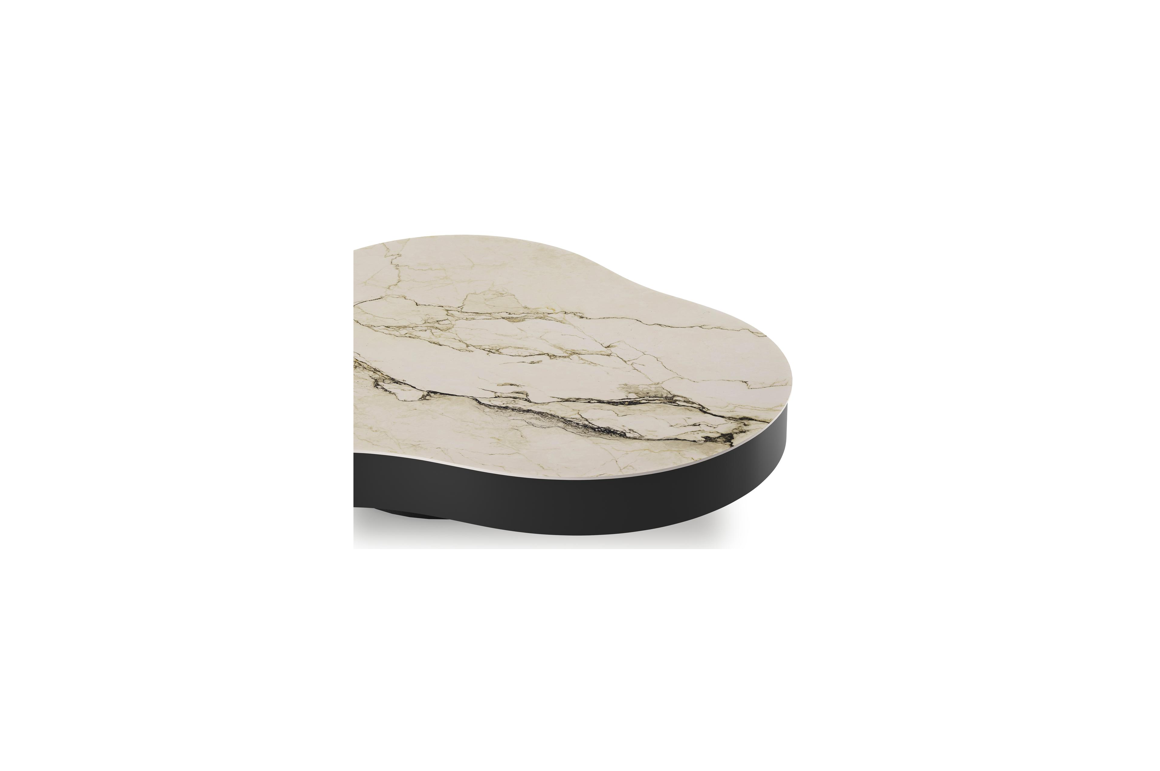 Lomano loungetafel cloud in zwart aluminium en volkeramiek Colorado Dunes - L 131 x B 108 x H 25 cm