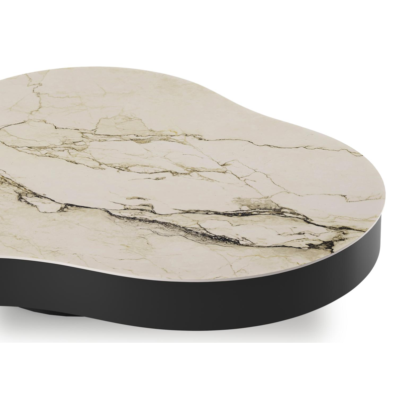 Lomano loungetafel cloud in zwart aluminium en volkeramiek Colorado Dunes - L 131 x B 108 x H 25 cm