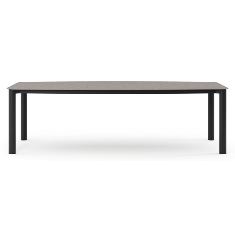 Orso tuintafel bootvorm in zwart aluminium en volkeramiek wulong - L 255 x B 115 x H 75 cm