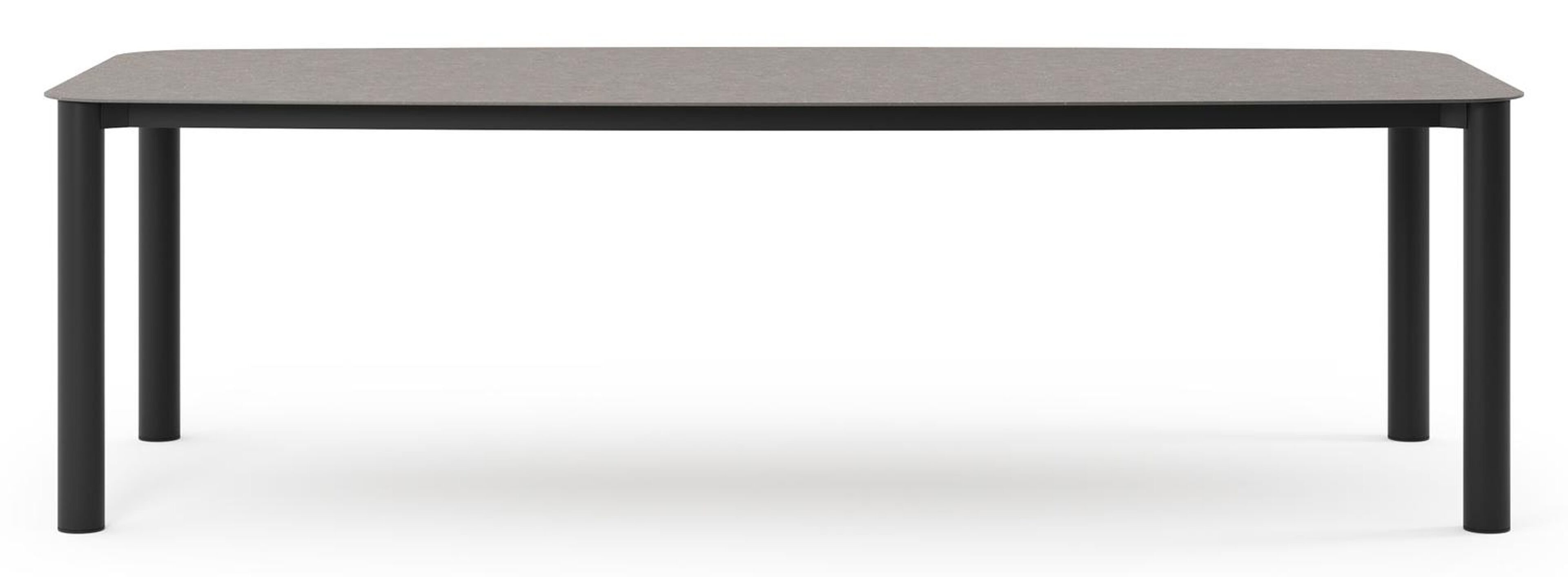 Orso tuintafel bootvorm in zwart aluminium en volkeramiek wulong - L 255 x B 115 x H 75 cm