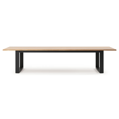 Portorivo tuintafel rechthoekig in zwart aluminium en teak - L 360 x B 107 x H 78 cm