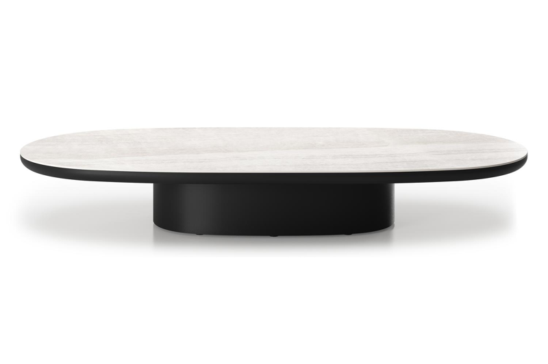 Amico loungetafel bombo in zwart aluminium en volkeramiek Taj Mahal - L 171 x B 89 x H 24 cm