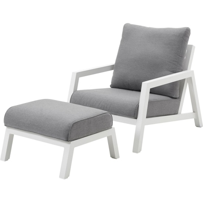 Zen'so balkonset in wit aluminium met natte charcoal chine Sunbrella premium kussens