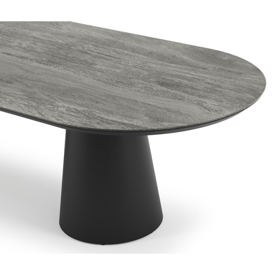Table de jardin Donato en aluminium noir et céramique pleine aspen grey - Lg 300 x Larg. 110 x H 74 cm