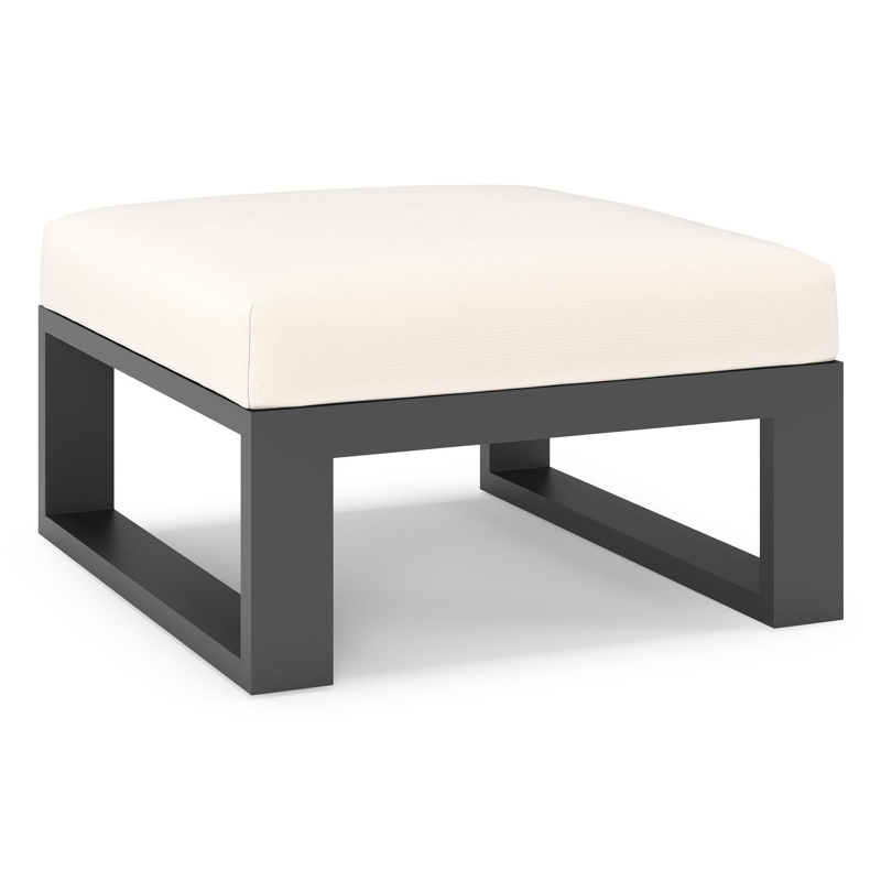Verato poef in zwart aluminium met lopi snow all weather sunbrella® luxe kussen